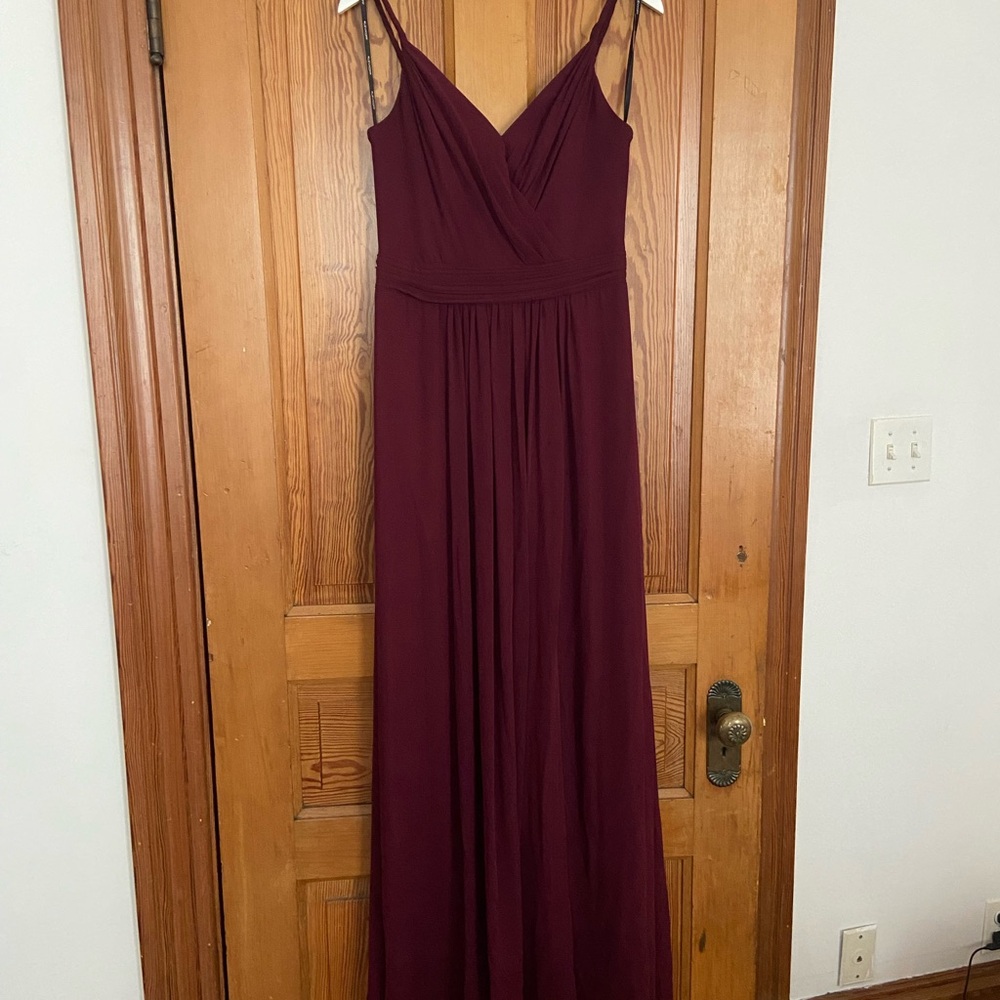 Bill Levkoff Burgundy Spaghetti Strap Maxi Dress